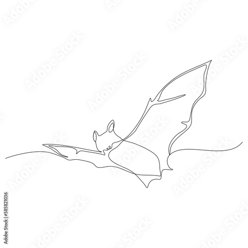 Continuous line art or one line bat drawing for vector illustration, halloween. flying bat concept