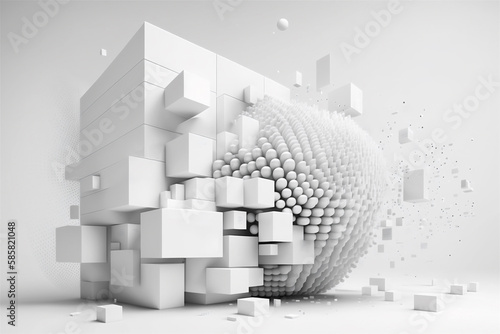 big data concept visualisation, white on white background, created with Generative AI technology