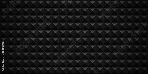Acoustical noise reduction foam with pyramid shapes. Recording studio background. Sound absorbing material. Vector repeating pattern.