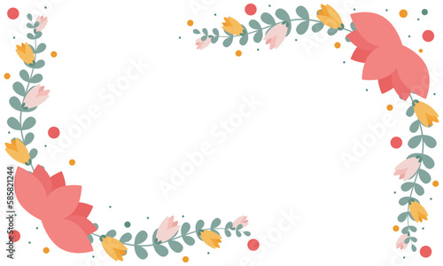 Abstract Floral art Frame, Vector, Spring, Summer, Isolated, Background, Cover, Hand Drawn Elements, Corner, Foliage