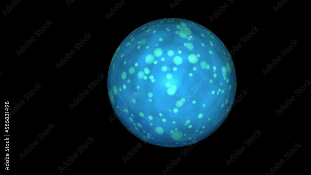 Planet rotates around its axis. Blue magic ball Planet rotates around its axis. Blue magic ball