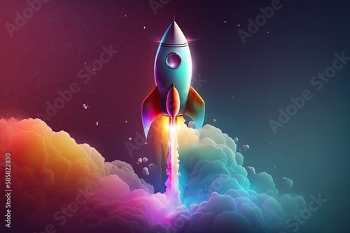 flying rocket concept of ambition, goals, planning, launching dreams generative ai