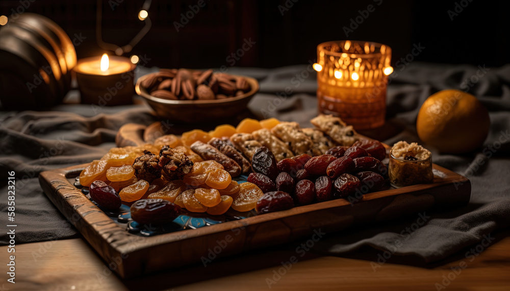 Ramadan kareem Iftar party table. Great Eid al-Fitr mubarak dinner