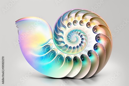 holographic nautilus sea shell spiral generative ai