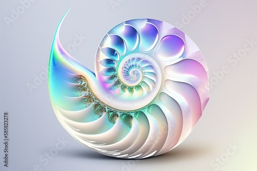 holographic nautilus sea shell spiral generative ai