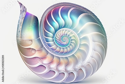 holographic nautilus sea shell spiral photo