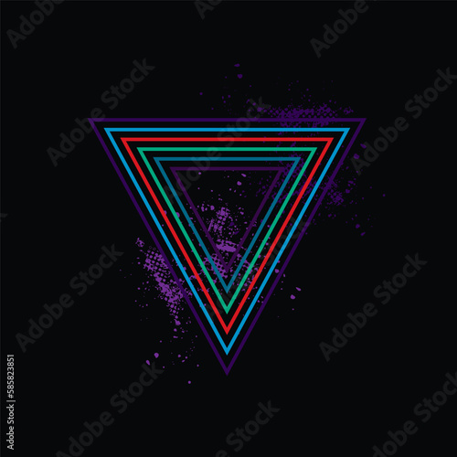 Vintage triangular sunset in the style of the 80s. Vector background. A design element.