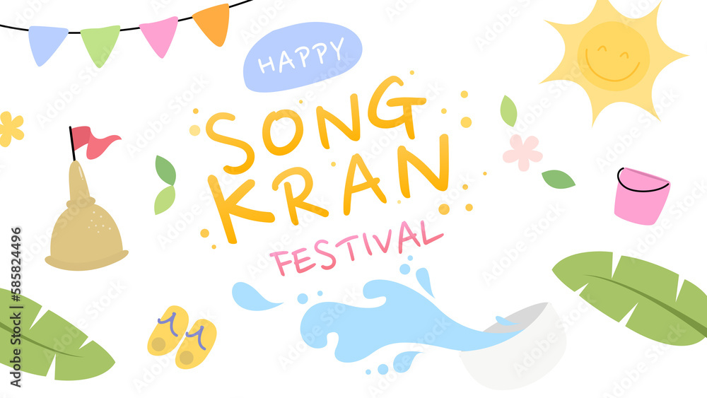 Songkran day, water in bowl water splash, flower summer