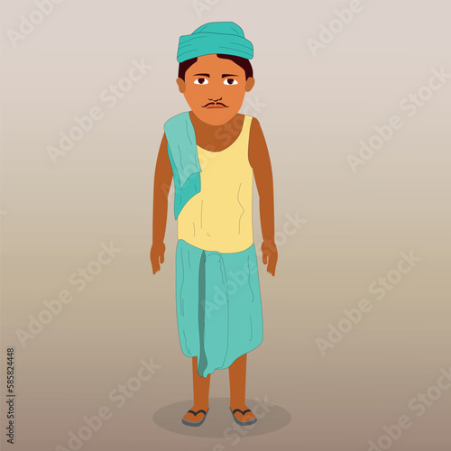 Indian character rural village man with old cloths. farmer 