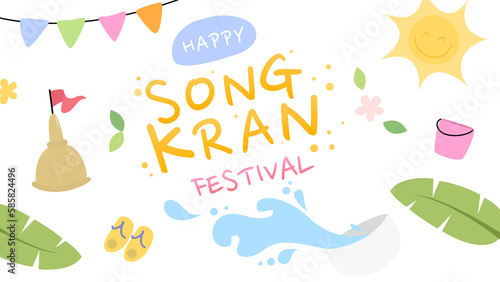Songkran day, water in bowl water splash, flower summer