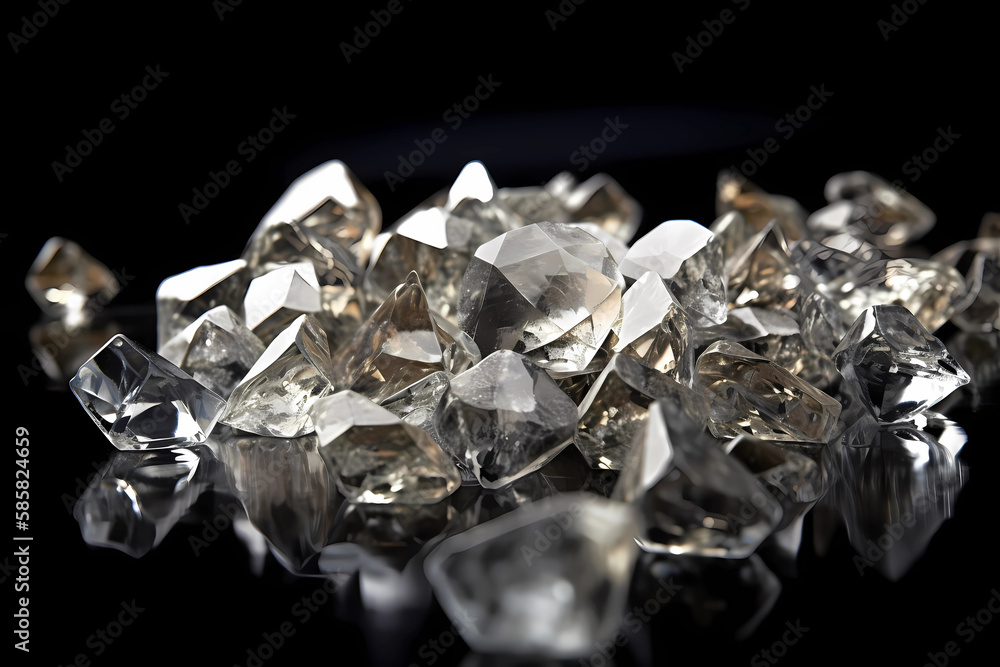 Diamond - Found globally - Carbon mineral known for its hardness, used in jewelry and industrial cutting tools (Generative AI)