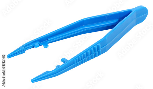 Valokuva blue plastic forceps isolated