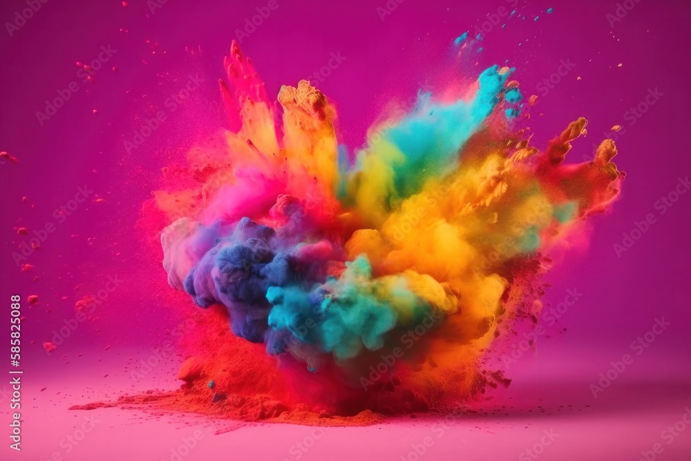 Colourful paint splashes in the shape of a love heart, Coloured powder explosion. Paint holi, Mix rainbow splash on isolated colourful background - Generative AI Illustration
Colourful paint splashes in the shape of a love heart, Coloured powder explosion. Paint holi, Mix rainbow splash on isolated colourful background - Generative AI Illustration