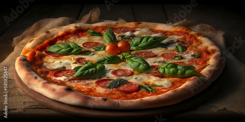 Freshly Baked Italian Pizza Straight from the Oven, AI Generated