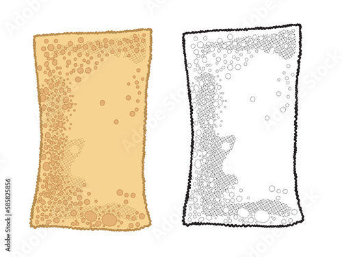  Brazilian savory pastries. One in color and the other in black and white. vector illustration isolated on white background.