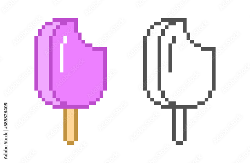 Retro ice cream icon. Vector illustration in pixel style Retro ice cream icon. Vector illustration in pixel style