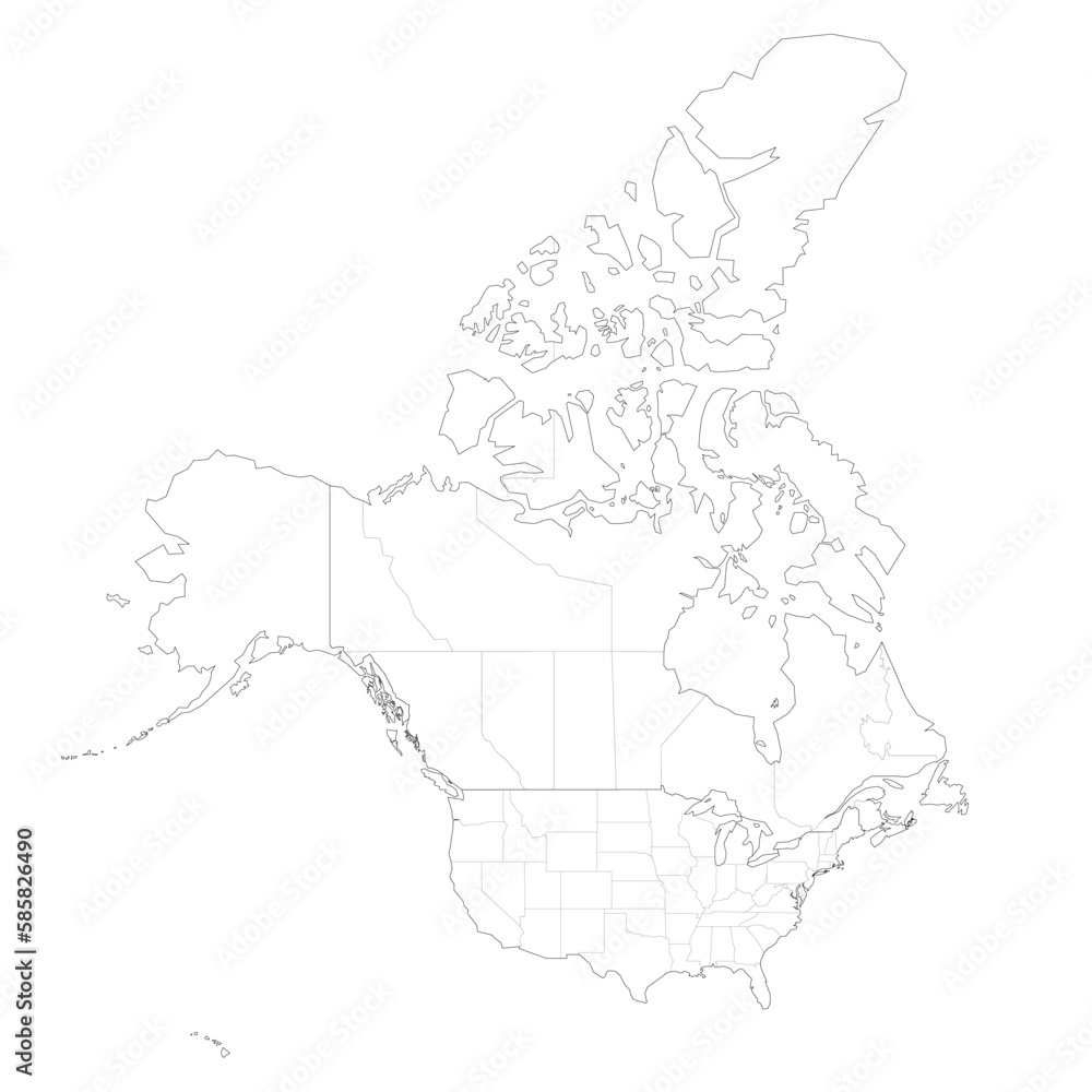united-states-and-canada-political-map-of-administrative-divisions