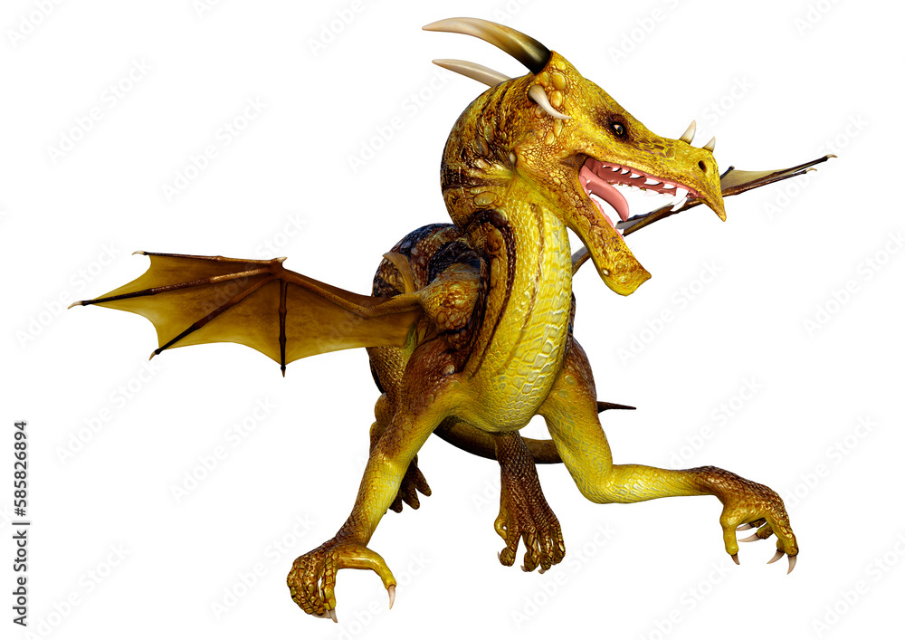 Fototapeta premium 3D Rendering Fairy Tale Dragon on White