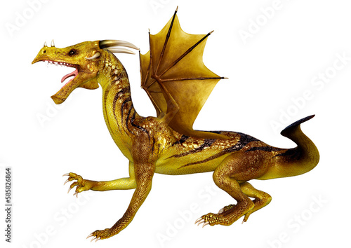 3D Rendering Fairy Tale Dragon on White