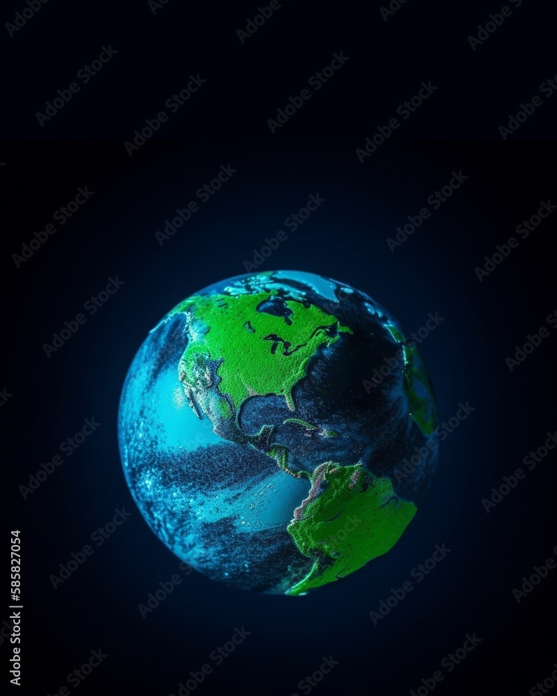 Earth planet on black copy space background. Generative AI, Generative, AI