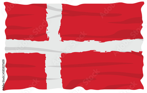 Flag of Denmark. Called Dannebrog by the Danes. National flag in grunge style. Vector icon