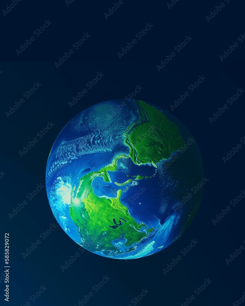 Fototapeta premium Earth planet on black copy space background. Generative AI, Generative, AI