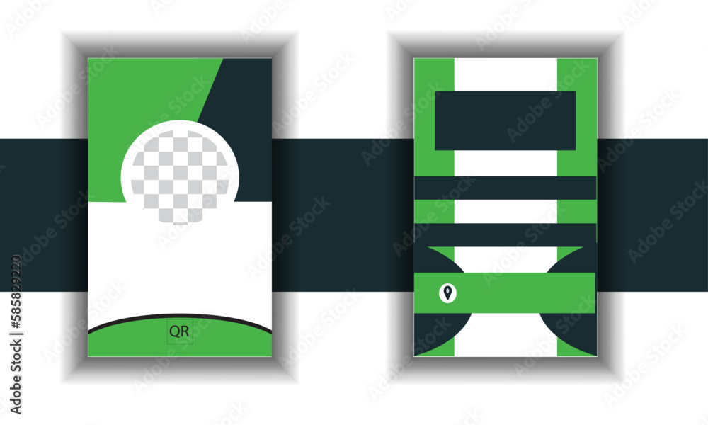 Naklejka premium Double-sided creative ID card template. Portrait and landscape orientation. Horizontal and vertical layout. Vector illustration