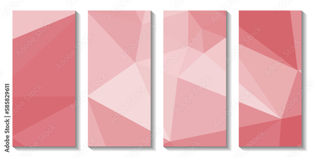 A set of brochures with red background with a triangle design.