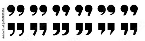 Quote mark icon set. Quotation symbol. Quote icons set. Chat sign. Quotation mark in black. Conversation symbol. Stock vector illustration