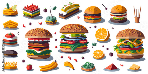 Food Porn in Vector. Burgers Galore