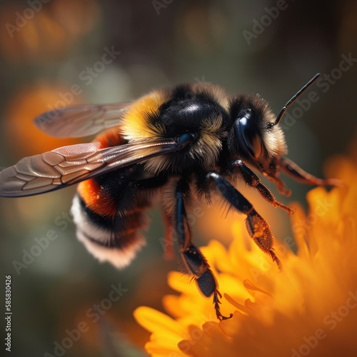 A Super Macro Bumble Bee Wall Art, Generative AI © ContentHub