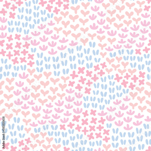 Vector seamless pattern with small abstract shapes. Ditsy floral illustration with stylized moss texture. Fabric print modern simple design. Creative stylish background.