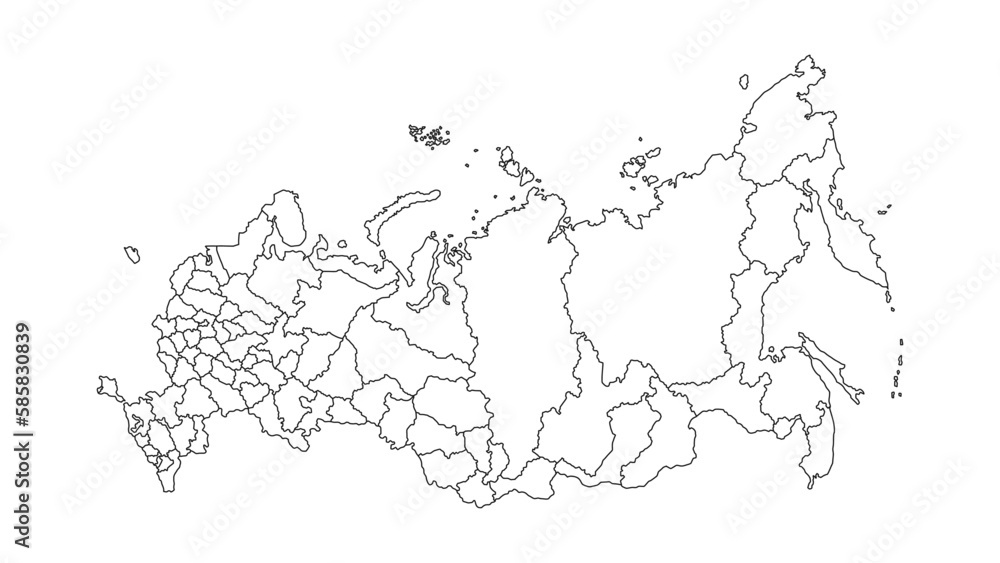 Russia map in outline black color isolated white background. Russia map vector illustration. Russia map in outline black color isolated white background. Russia map vector illustration.