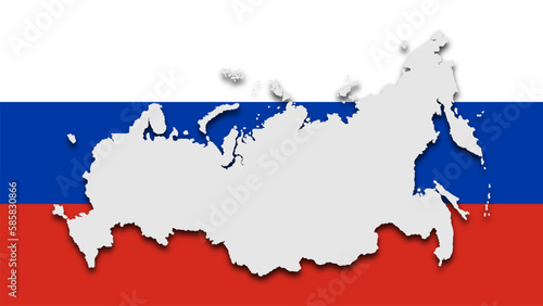 Russia map with a national flag in the background. Russia map vector illustration.