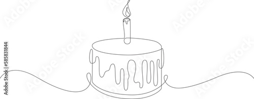 Festive cake one line. Vector drawing.
