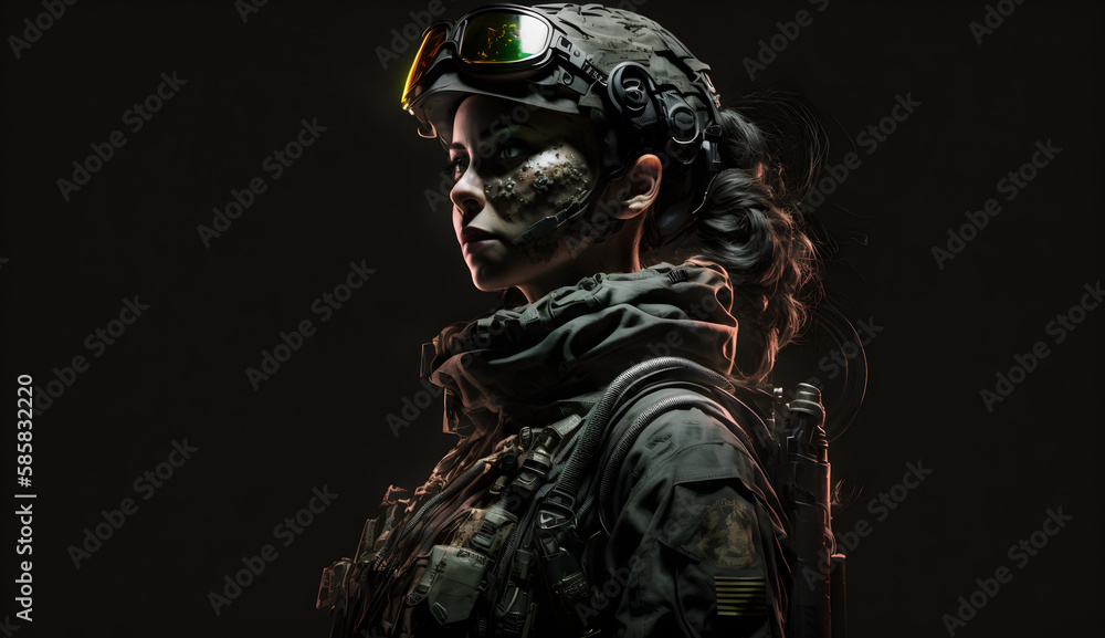 female soldier ,special force military -ai generative	