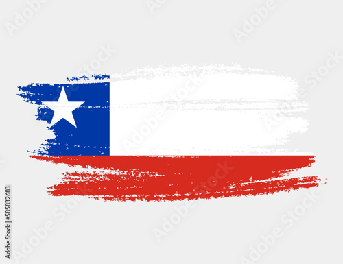 Artistic grunge brush flag of Chile isolated on white background. Elegant texture of national country flag