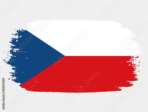 Artistic grunge brush flag of Czech Republic isolated on white background. Elegant texture of national country flag