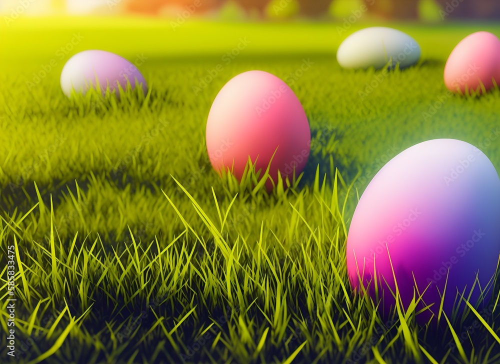 easter eggs in grass