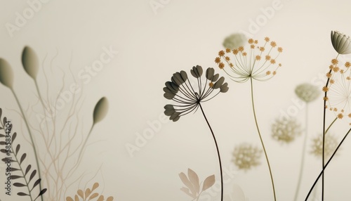Abstract minimal flowers background  AI generated