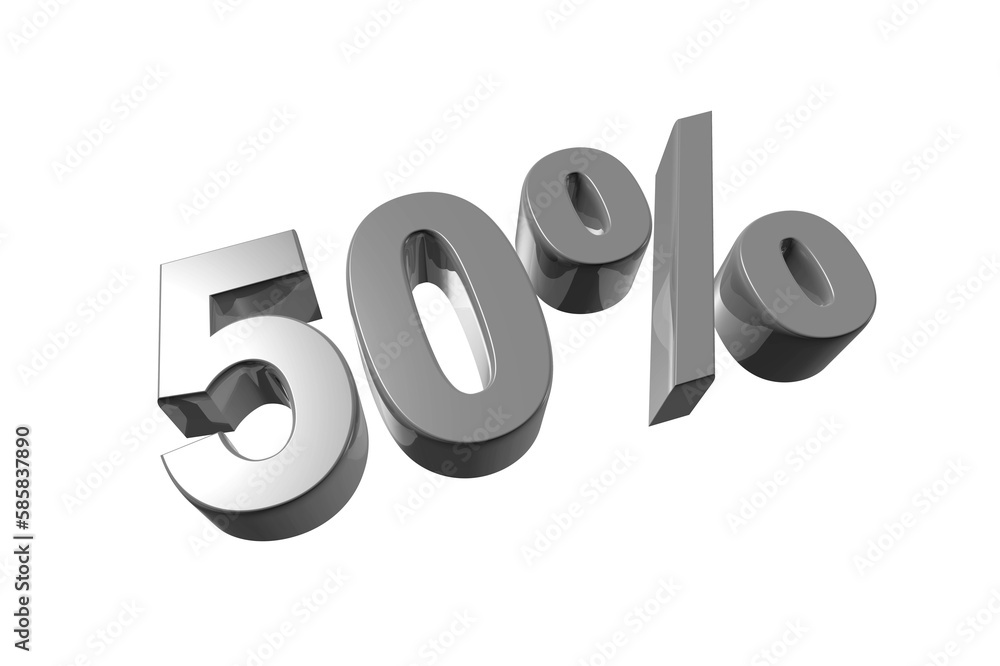 50% off discount offer. 3D illustration isolated on transparent background. Promotional price rate 50% off discount offer. 3D illustration isolated on transparent background. Promotional price rate