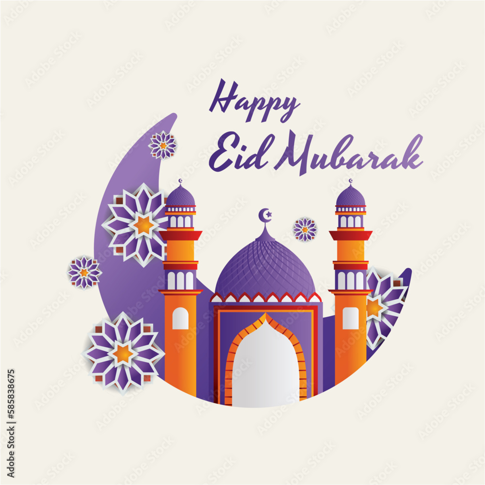Eid Mubarak Social Media Post Elegant Color