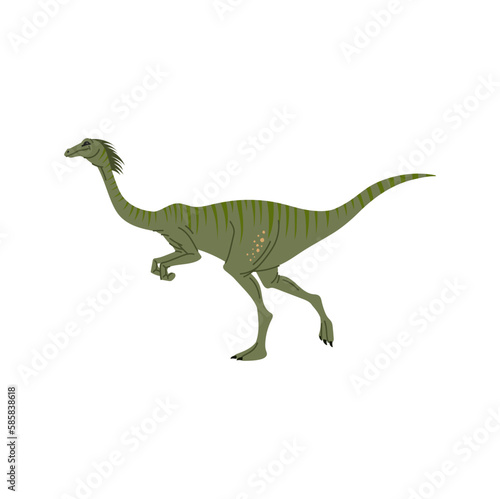Troodon T-rex green isolated cartoon dinosaur character. Vector dino T-rex, theropod extinct baby raptor prehistoric animal