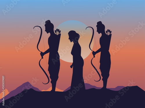 Hindu God Lord Rama Birthday illustration