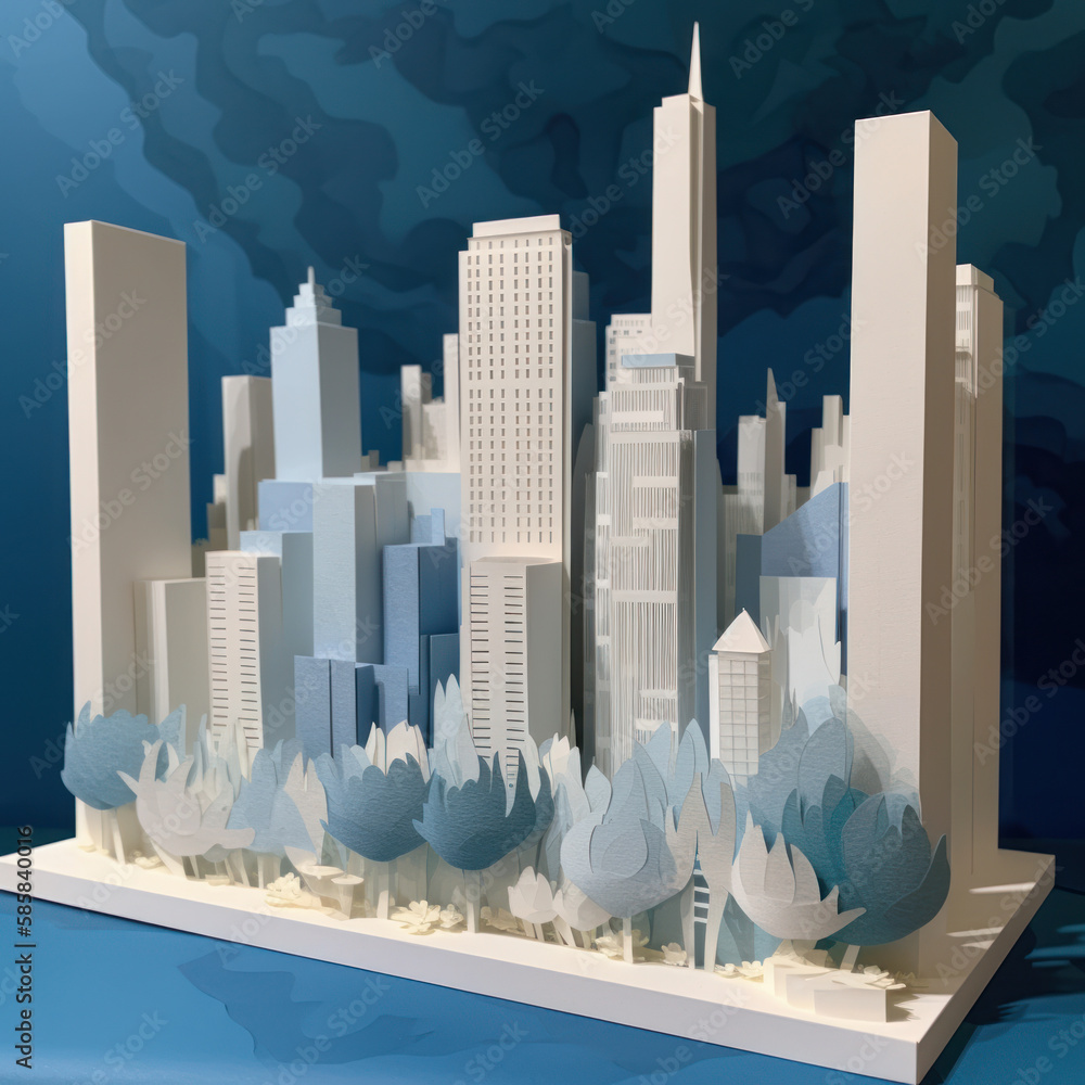 A New York City Layered Paper Cut Skyline, Generative AI