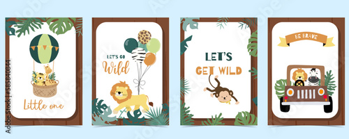 safari background set.Editable vector illustration for birthday invitation postcard and sticker