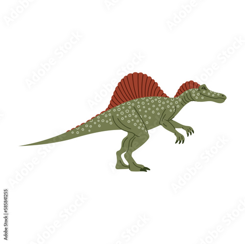 Spinosaurus isolated spine lizard, cartoon theropod dinosaur. Vector animal of prehistoric period, big ancient lizard. Dino with tall neural spines on back