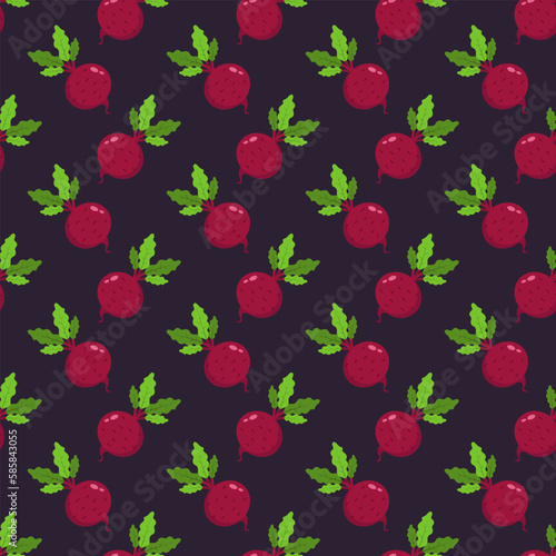 Beetroot seamless pattern vector on a purple background.