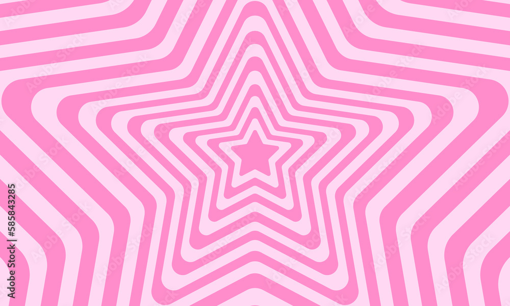 Repeating pink stars background in trendy retro 2000s design. Groovy  pattern in y2k vintage style for poster, banner, cover, textile and paper  print. Aesthetic vector illustration in pastel colors Stock Vector