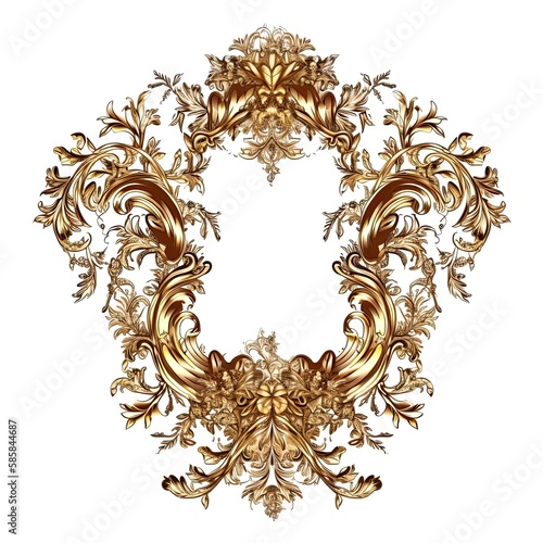 Elegant Golden Baroque Ornament: Luxurious Decorative Patterns for Royals and Revered, Generative AI